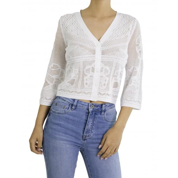 Cardigan scollo a V con ricami 